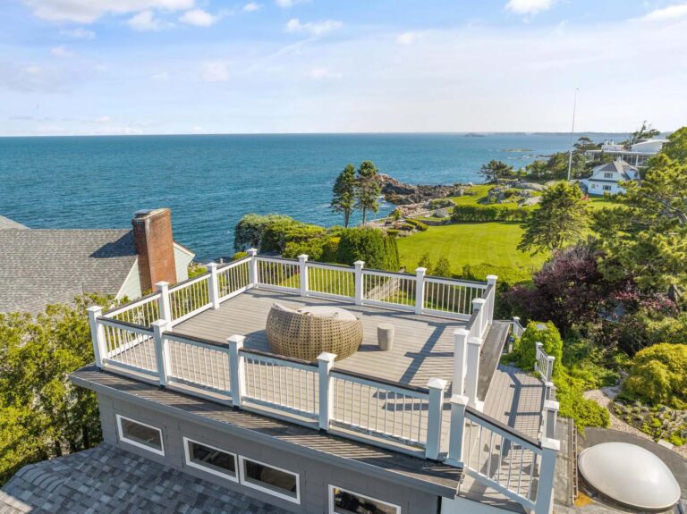 Coastal view rooftop patio overlooking ocean